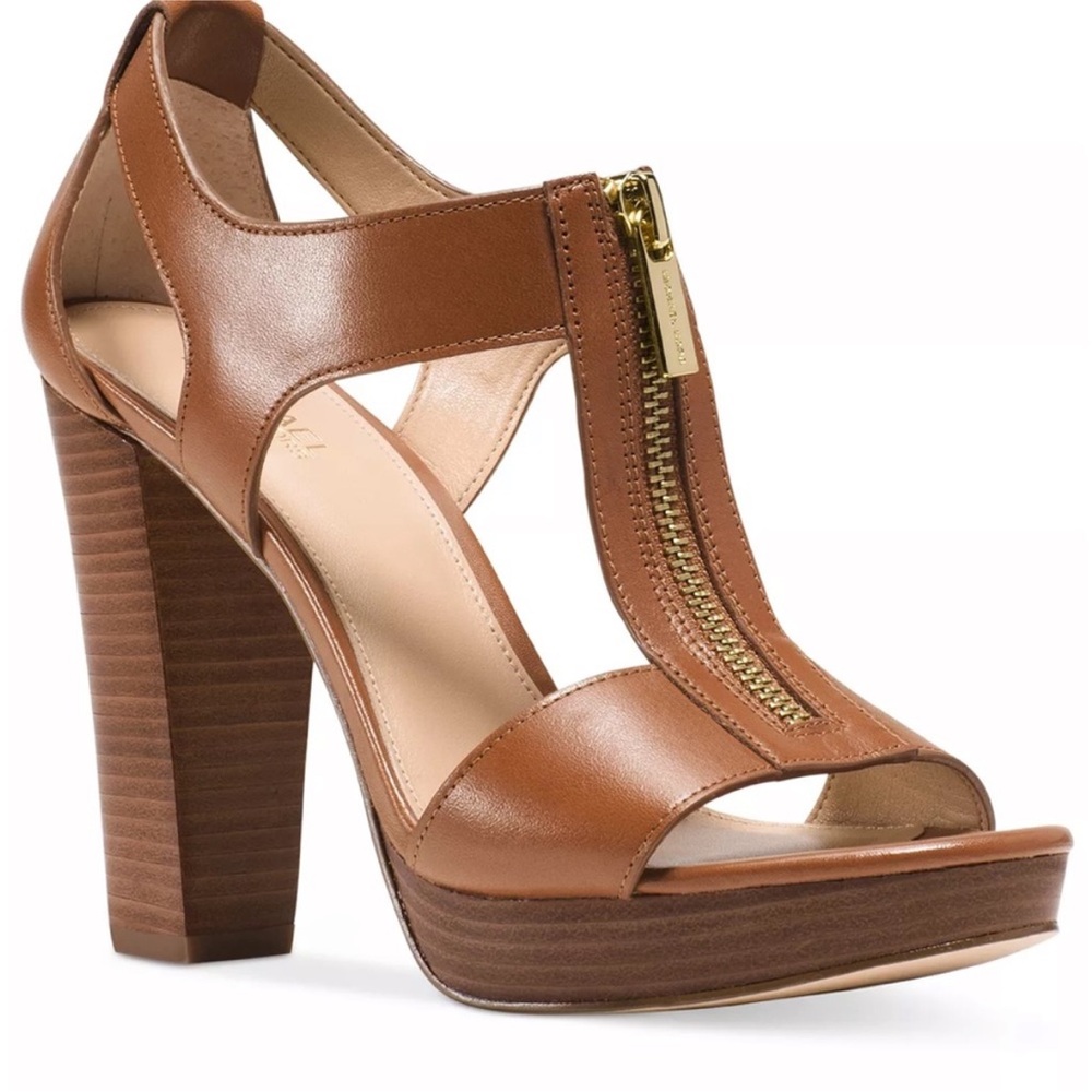 Michael Kors Brown Leather Platform Sandals
